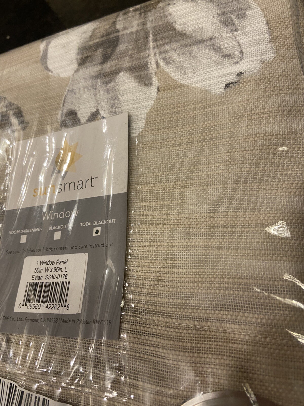 SunSmart Transitional Cotton Printed Slub Panel Neutral Finish SS40-0176 New 95”