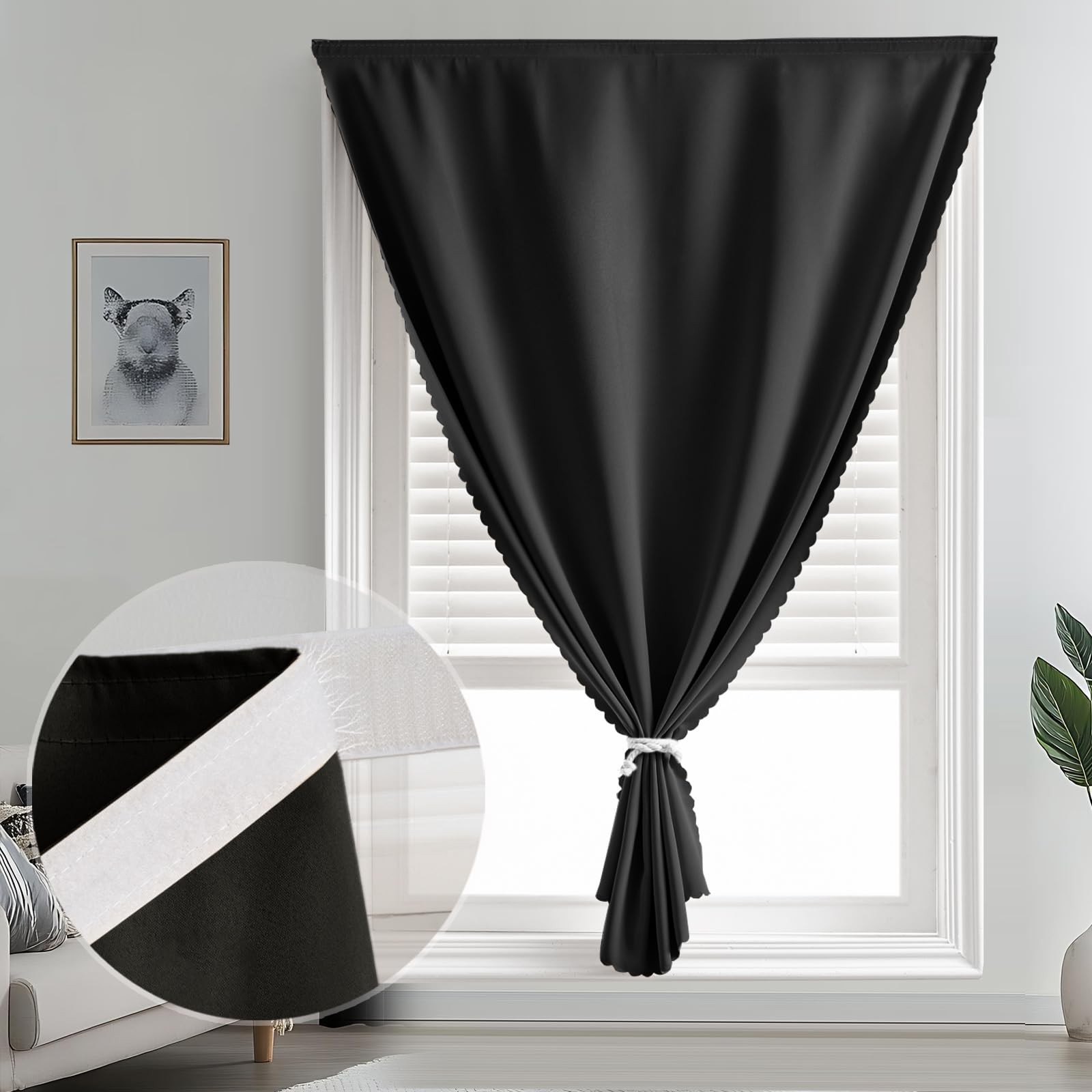 Self Adhesive Curtains No Drilling, No Rod, Easy to Install Blackout Curtain…