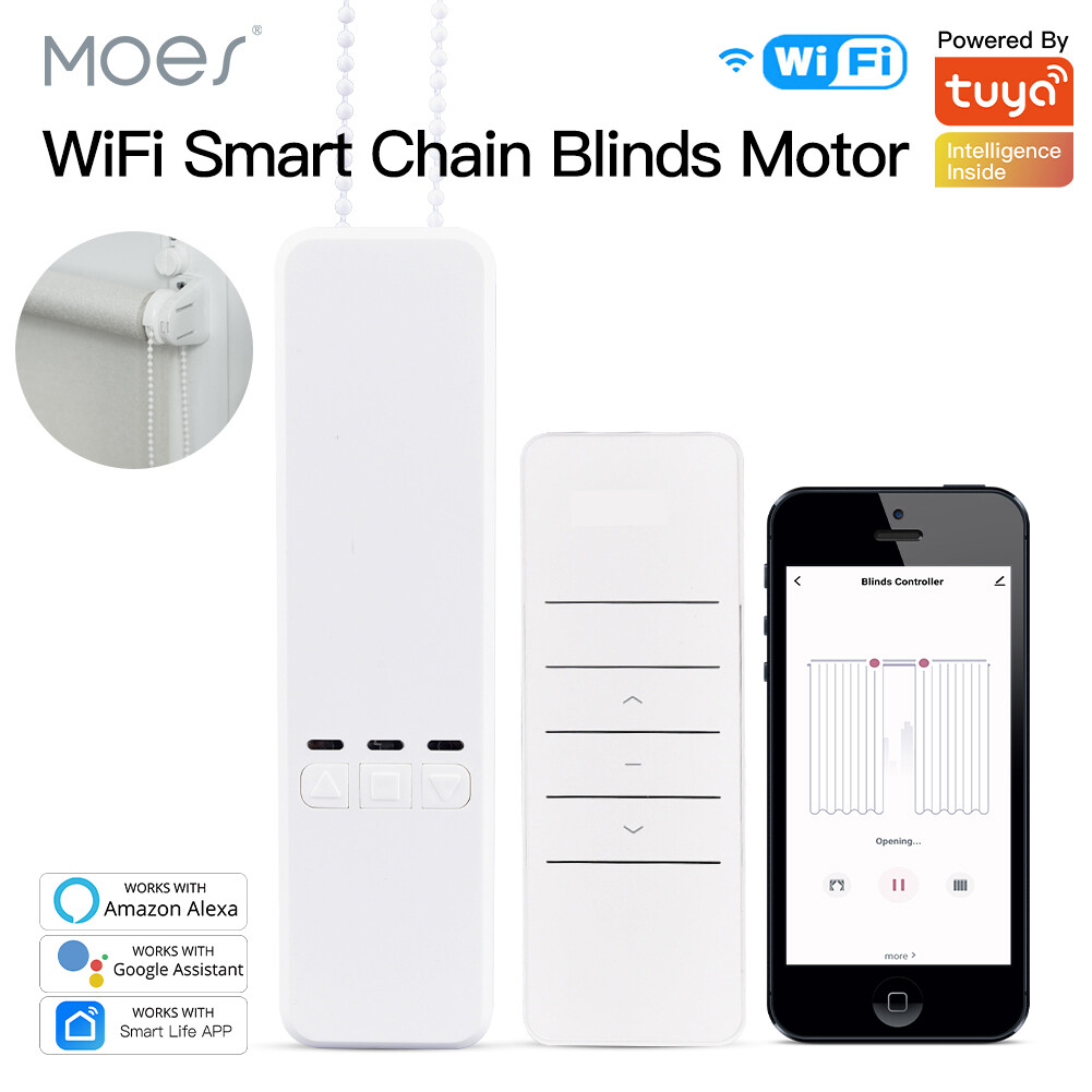 MOES WiFi Smart Curtain Motor Roller Blinds Shutter Drive Voice Remote Control