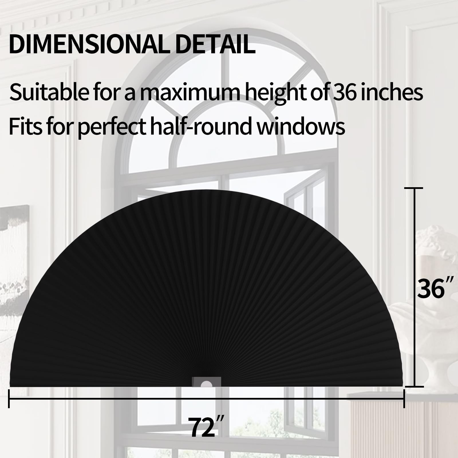 Myshade Arch Window Shades Half Circle Blackout Cellular Shades Cordless No D…