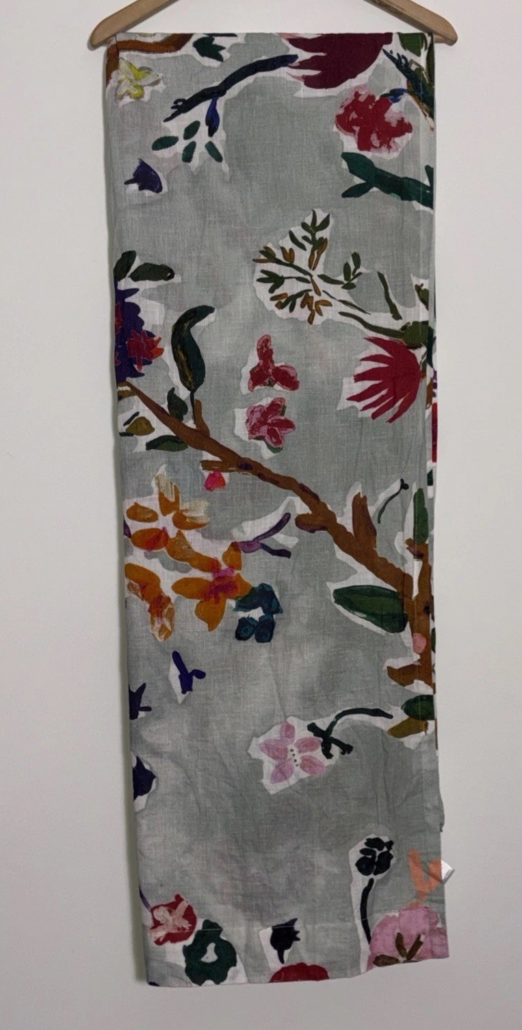 Set 0f 3 Panels Anthropologie Cotton Floral Curtains Each -50″x 84” Cecilia Jade