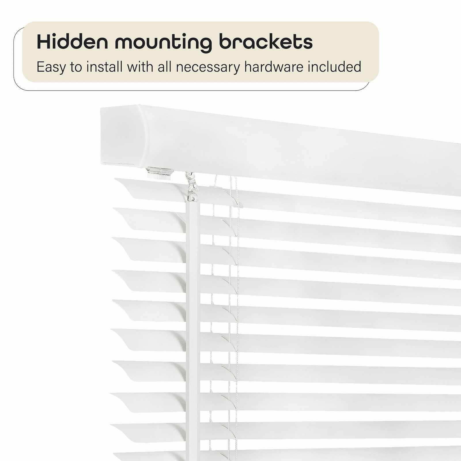 CORDLESS WINDOW BLINDS 64 Inch Long/24-70 Inch Wide/Vinyl/Light Filtering/White