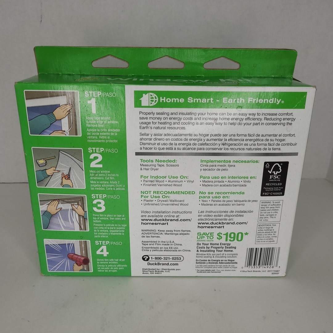 Duck Brand 62″ High x 462″ Wide Total Window Kit Insulates (11) 3′ x 5′ Windows