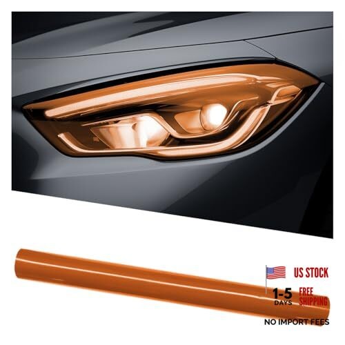47” X 12” Car Light Tint Film, Vinyl Automotive Sticker, Self Adhesive Orange