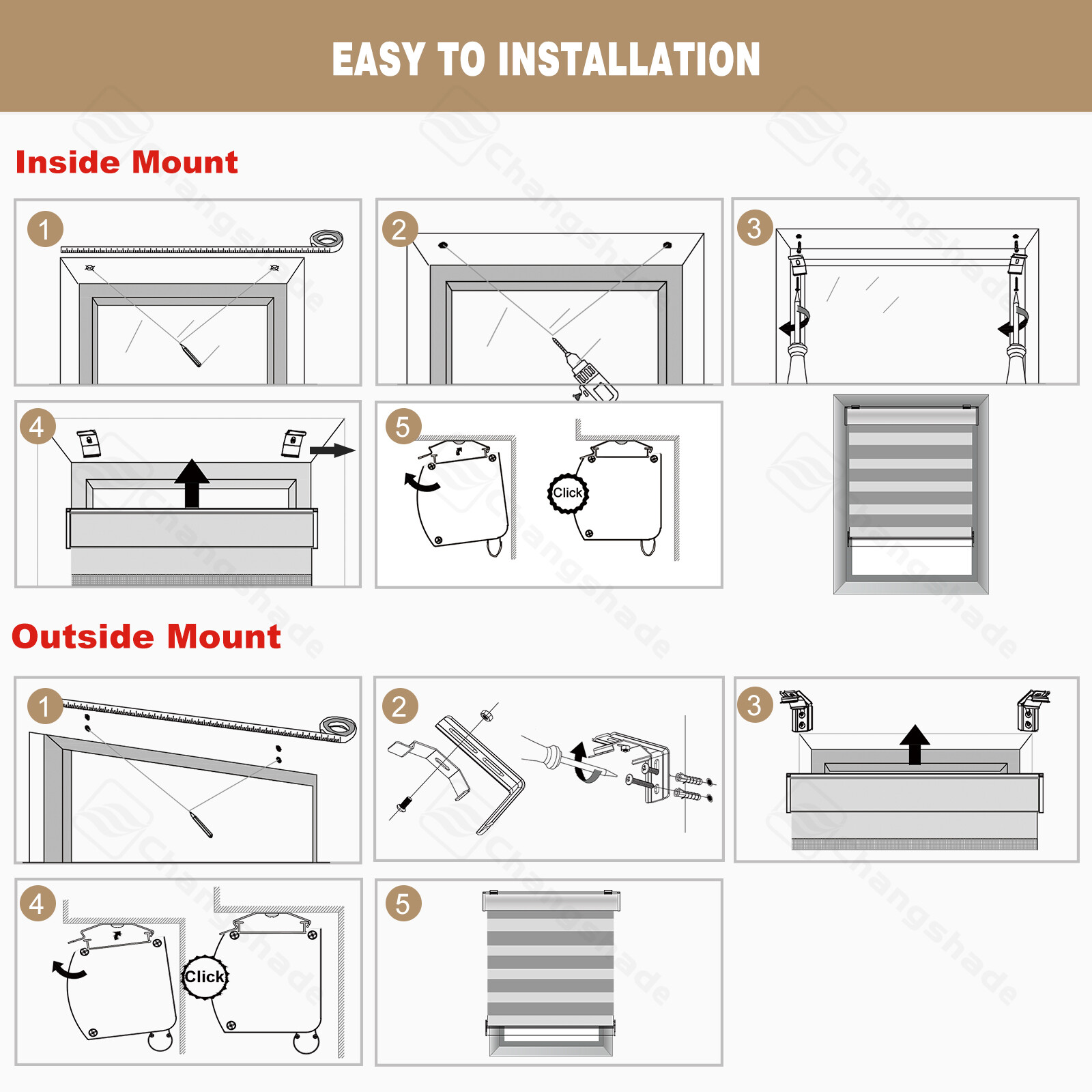 Horizontal Window Shade Blind Zebra Dual Roller Blinds Curtains,Easy to Install