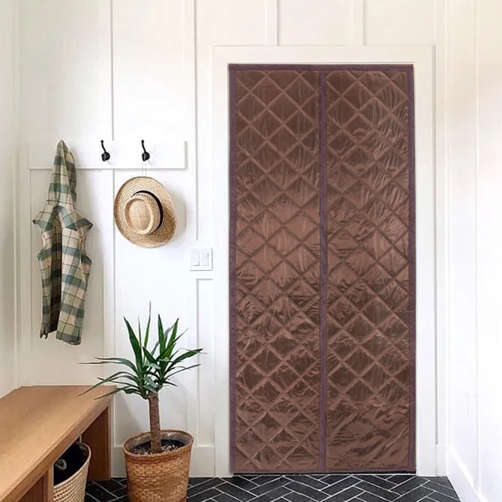38*84in Magnetic Thermal Insulated Door Curtain Waterproof Winter Doorway Cover