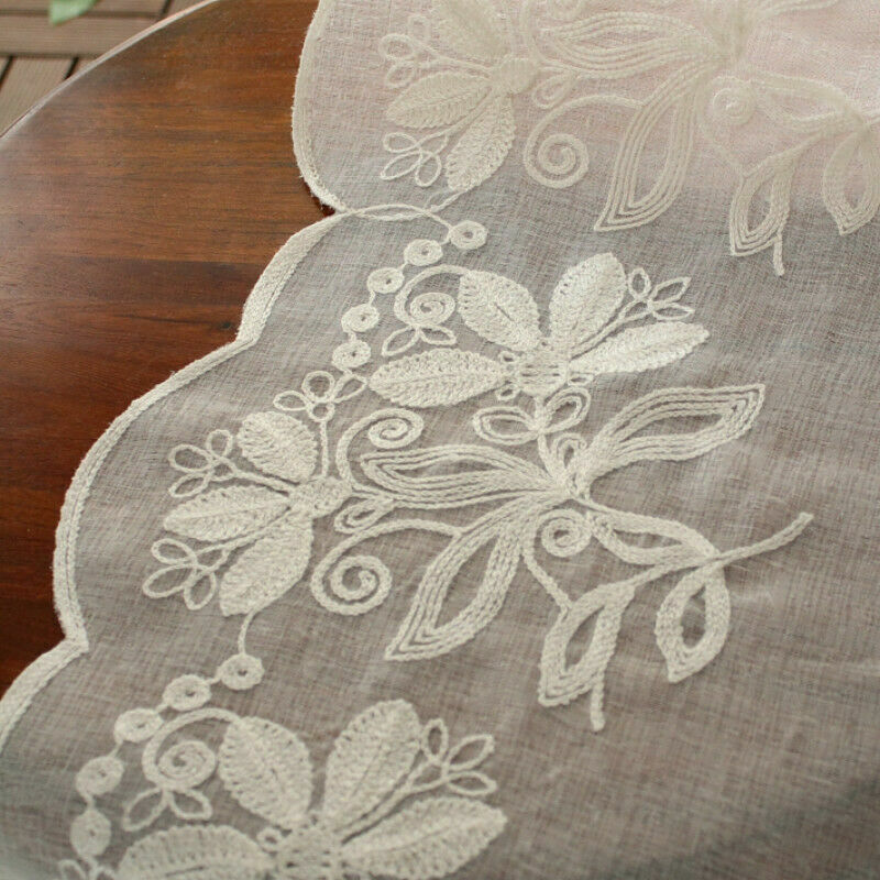 Embroidery Gauze Balloon Curtain Bedroom Linen Roman Curtain Valance Decor Beige