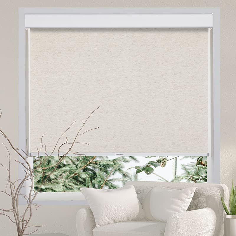 Persilux Free-Stop Cordless Roller Shades for Windows (Cream 23″W x 72″H) Natura