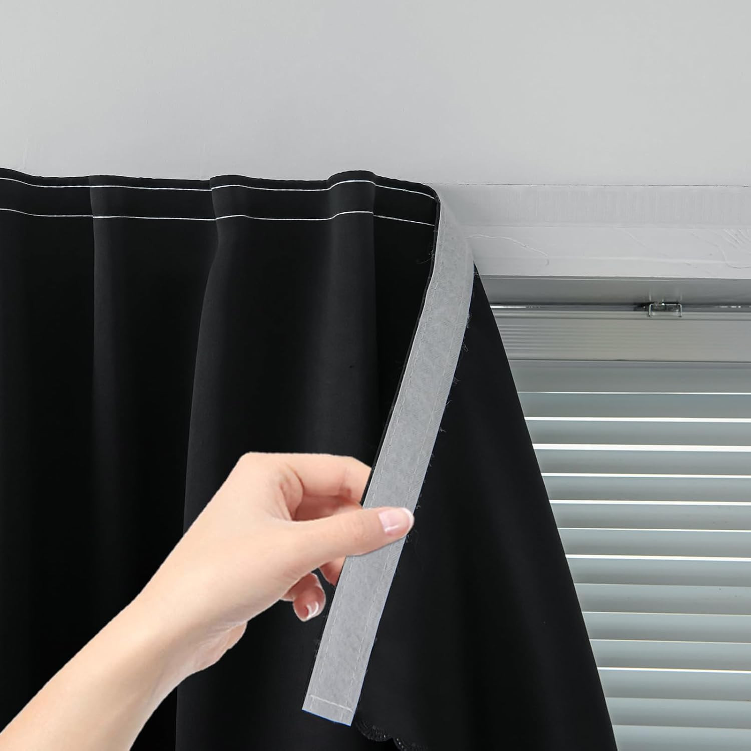 Adhesive Blackout Curtains 35×59 Self Stick No Rod Needed Light Blocking Black