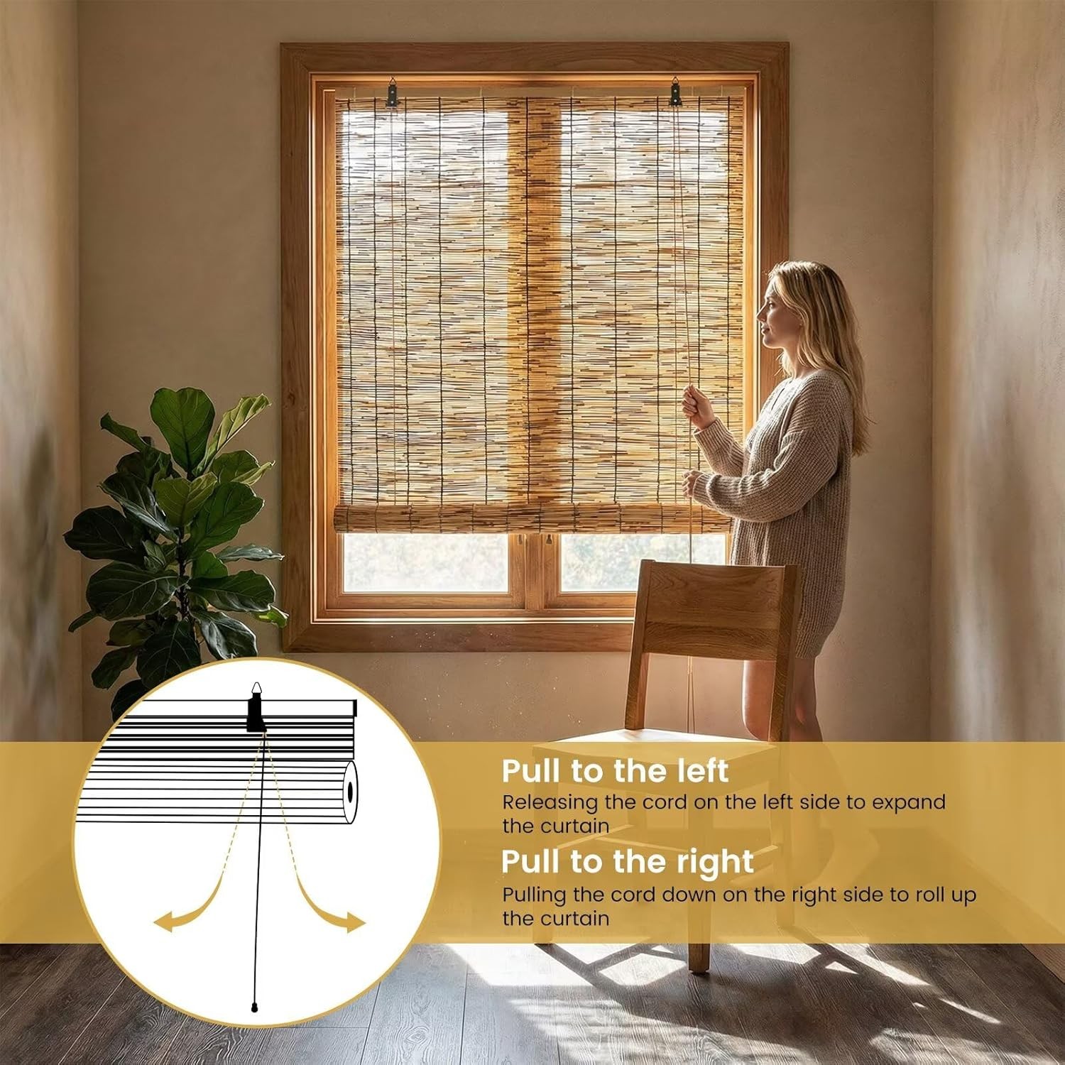 Outdoor Blinds Roman Shades for Windows Bamboo Roller Shades for Patio Porch