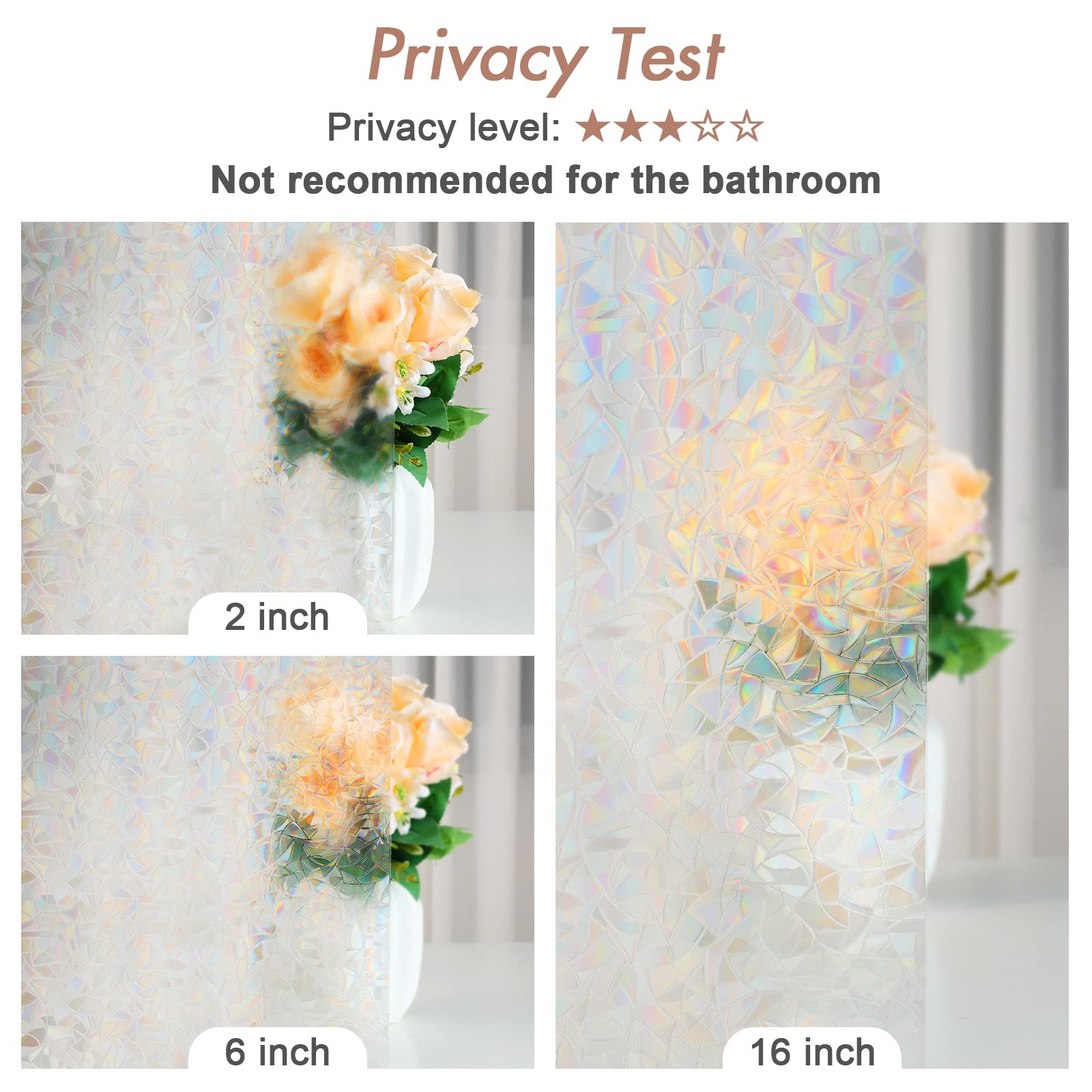 Haton Window Privacy Film, Stained Glass Rainbow Film 17.5″ X 78.7″, Clear