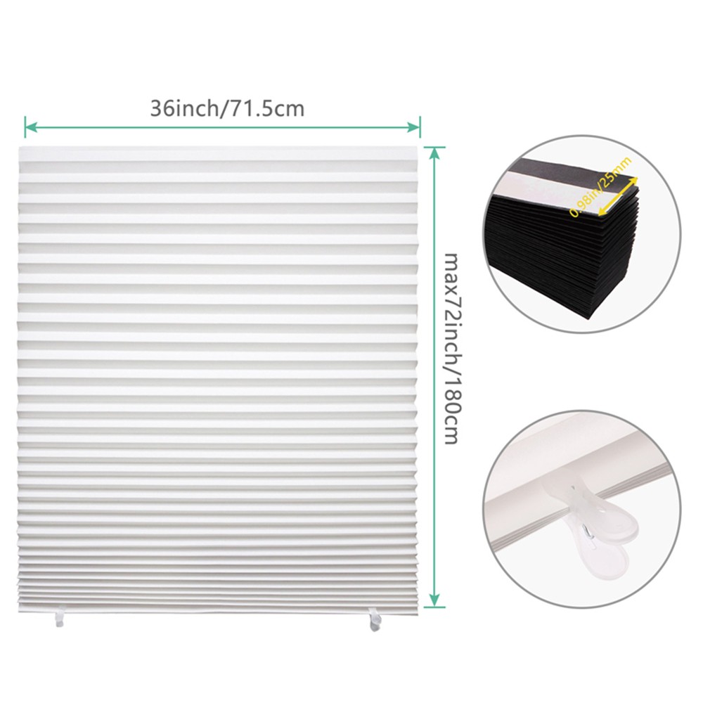 Paper Pleated Shade Window Blinds Blackout Light Control 36” x 72”-6 Sticks