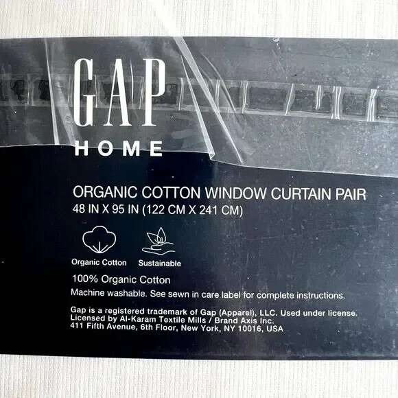 Gap Home Organic Cotton Window Curtain pair 48×84 sheer dobby dyed white