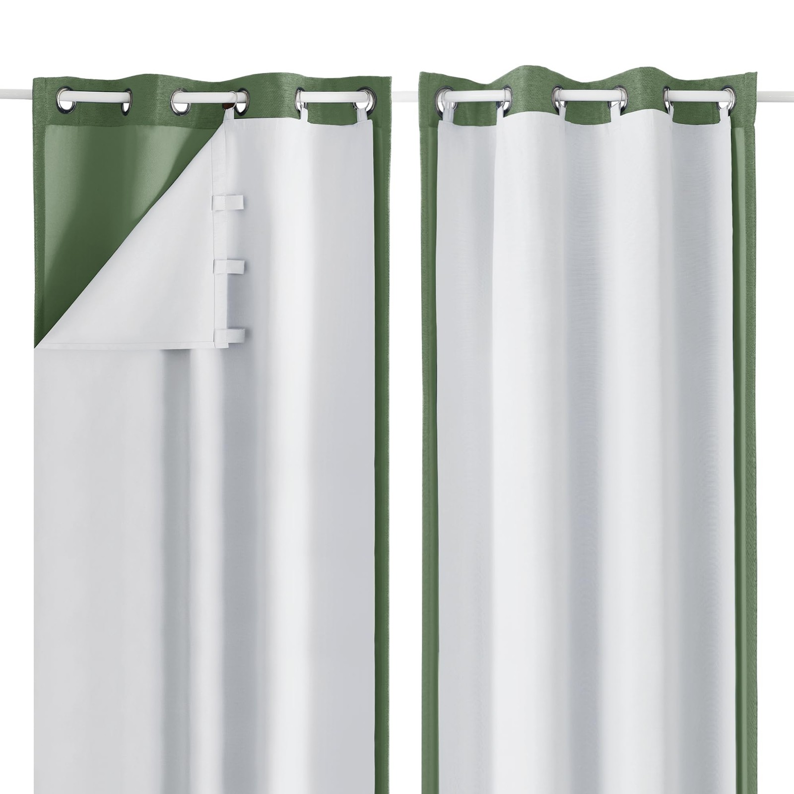 2 Panels 100% Blackout Curtain Liners for Behind Curtains, Darkening Thermal Ins