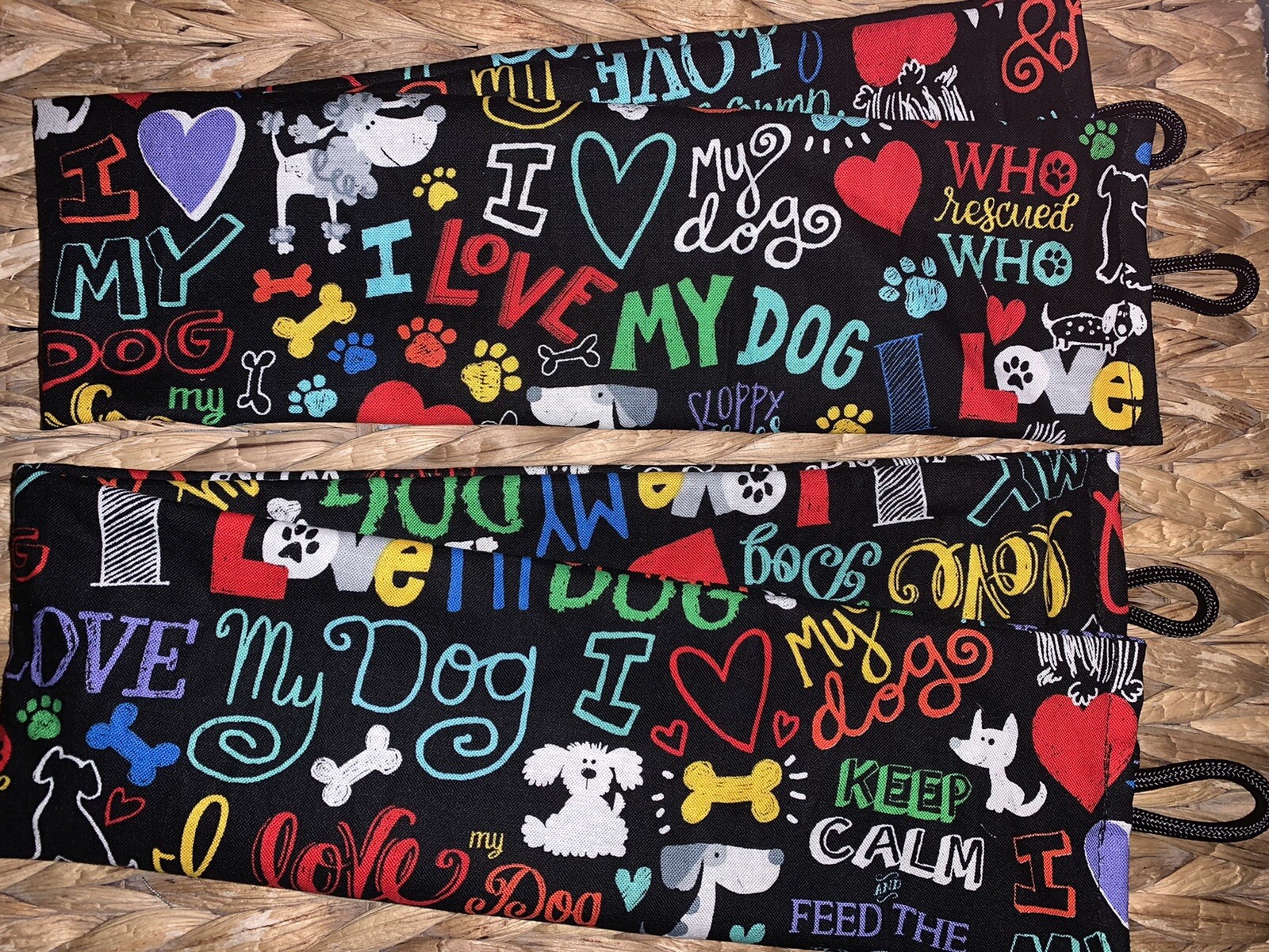 Custom Handmade Dog Fabric Curtain Tiebacks ~ 1 Set Of 2