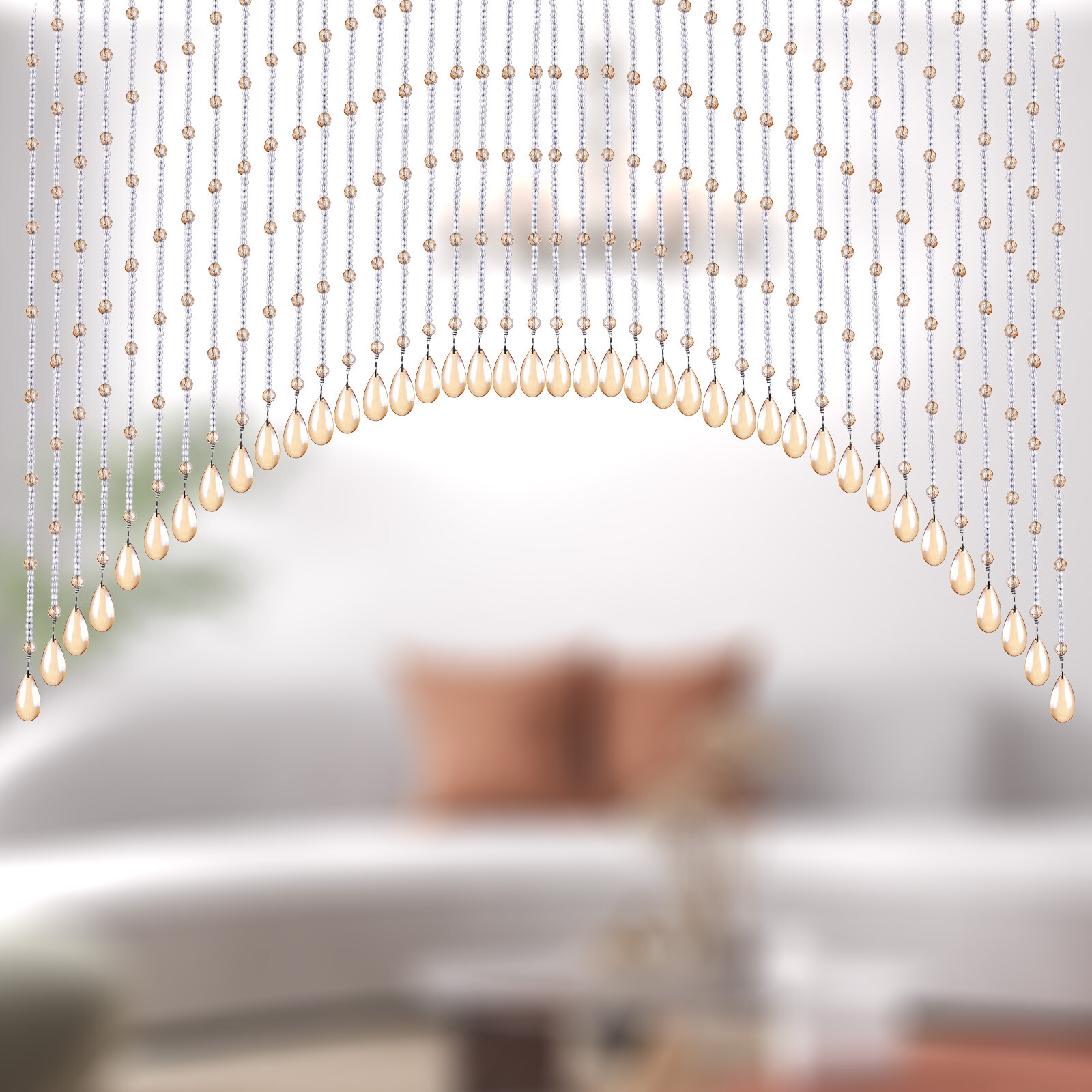 25 String Arched Crystal Door String Hanging Glass Beaded Curtains Beads Valance