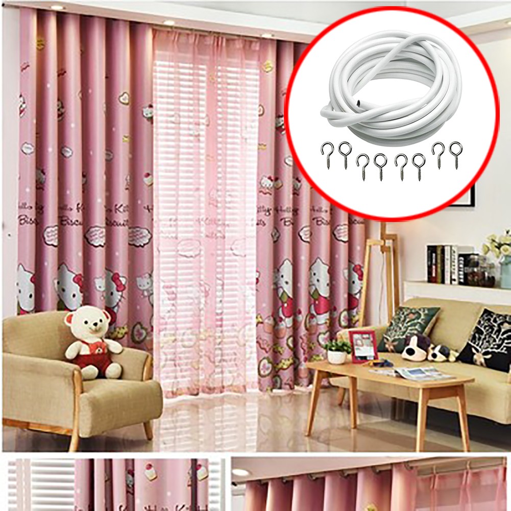 Window Cord Cable Net Curtain With Wire Eyes & Hooks Various Lengths Available b