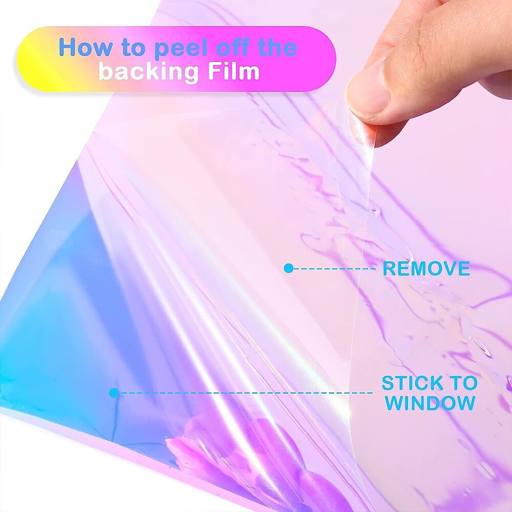Transparent Iridescent PET Sheet Window Film Rainbow For DIY Shopping Mall Decor