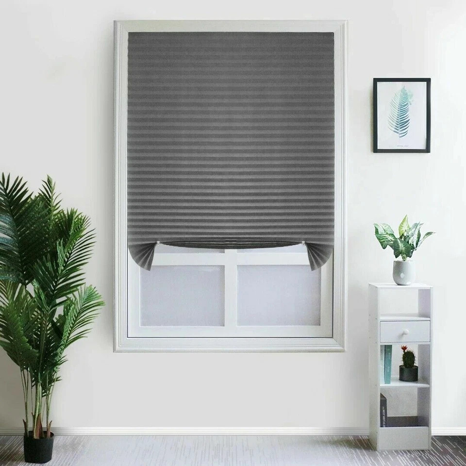 Pleated Window Paper Shades Light Filtering Blinds UV Half Blackout Curtain