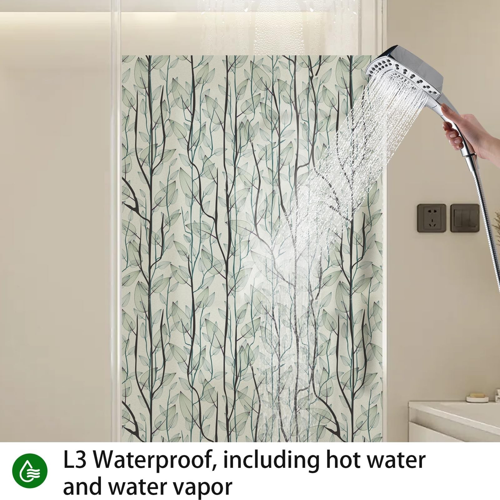 Stained Glass Window Film Privacy Static Cling 17.7×78.7 inch Green Sticker Tool