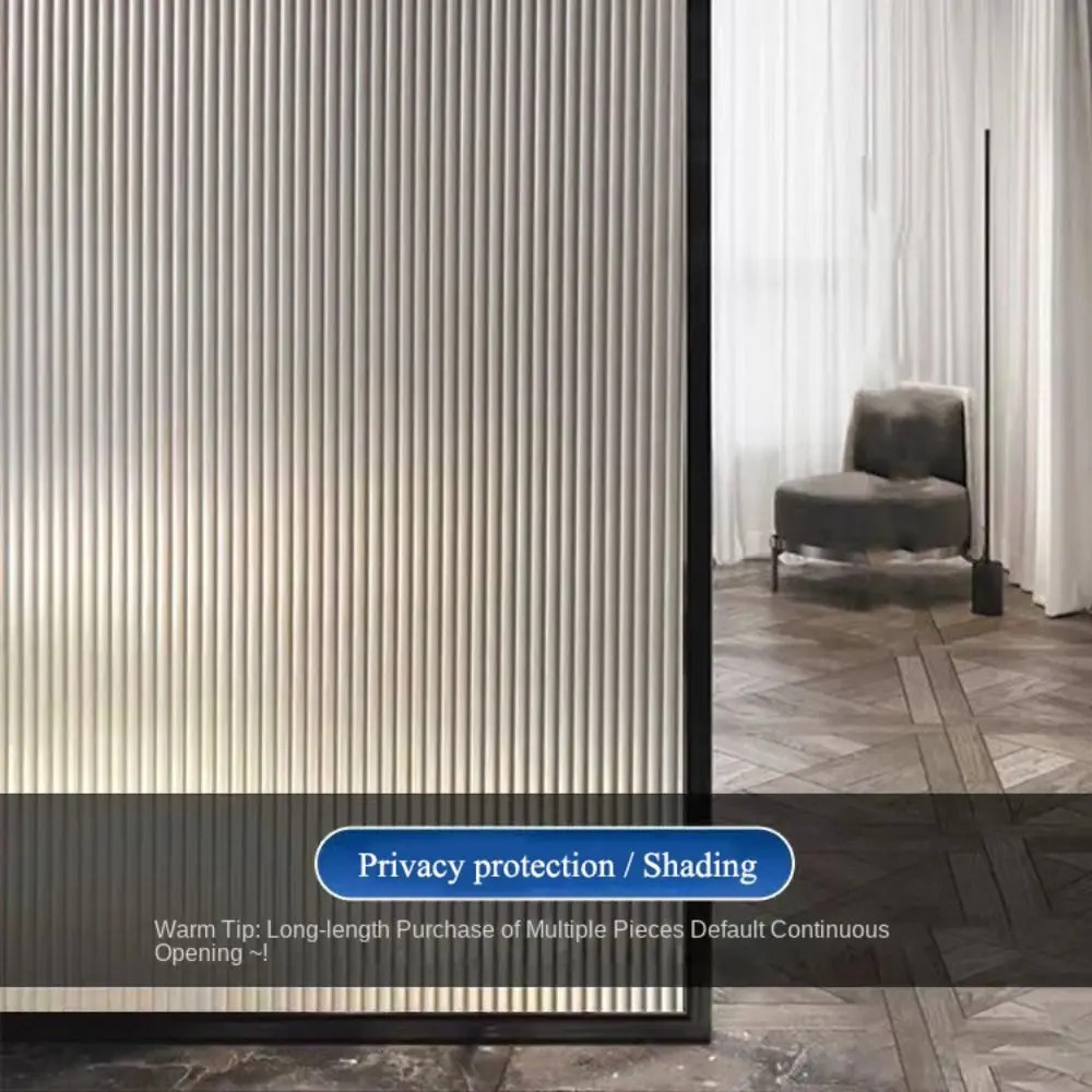 Reeded Glass Window Privacy Film Opaque UV Protection Static Shading Stripe Deco