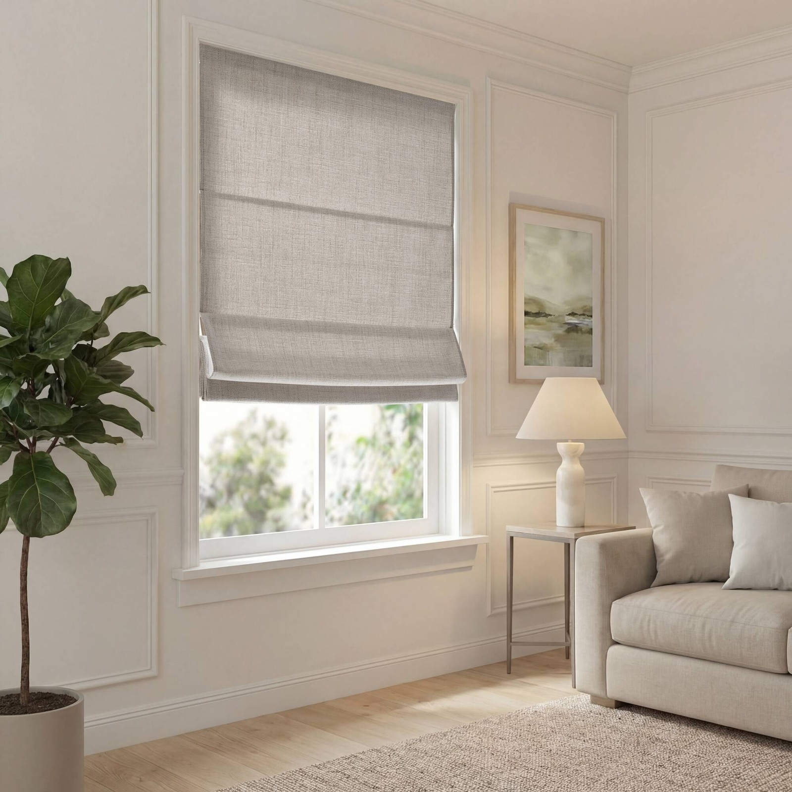 1 Piece 34×64″ Room Darkening Cordless Roman Shade,Grey
