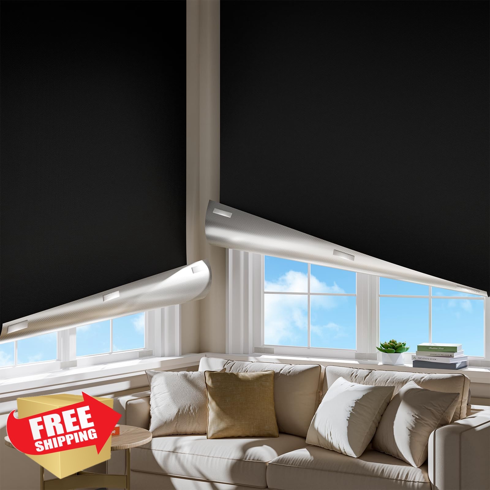 HEMRLY 60″W x 72″H Blackout Curtains Black