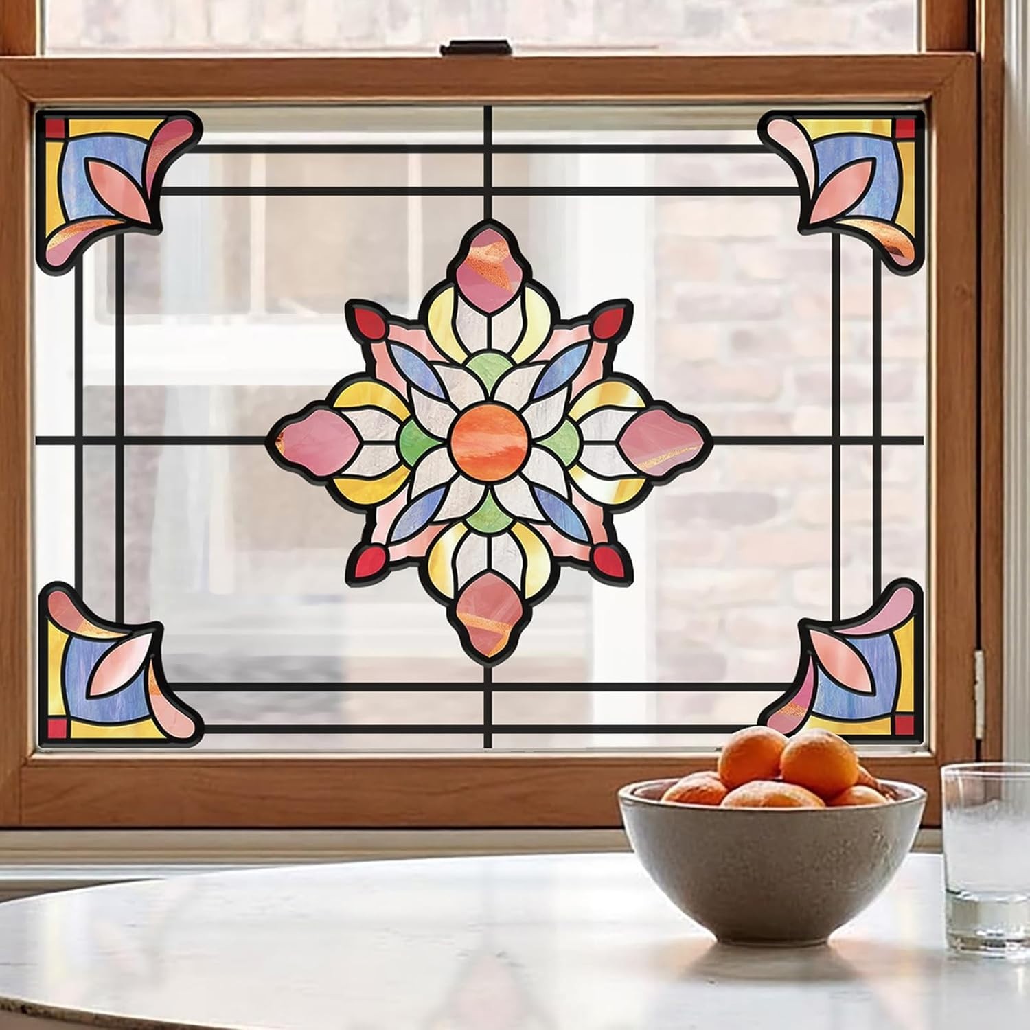 Static Cling Stained Glass Window Film – Enhance Privacy & Style 11.81″ x 15.75″