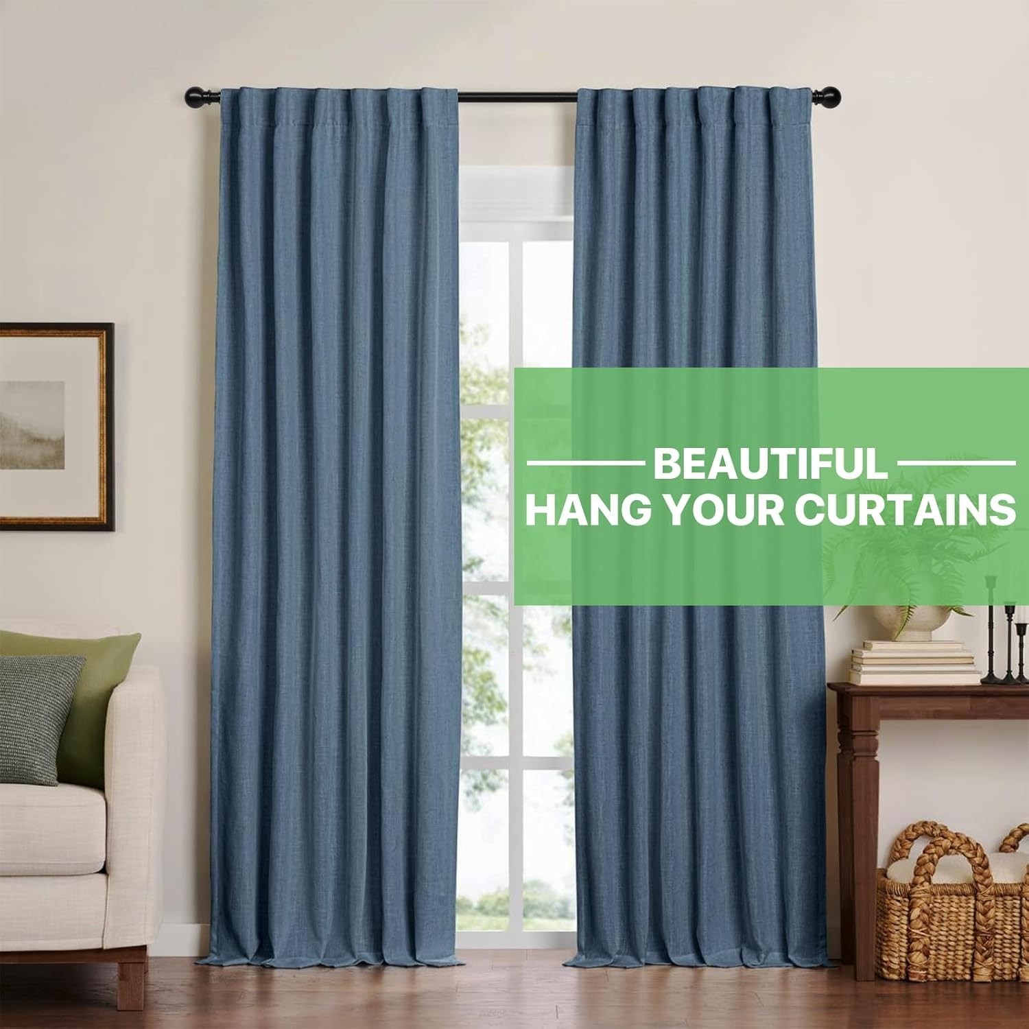 Black Curtain Rod 28-48″ Adjustable with Brackets