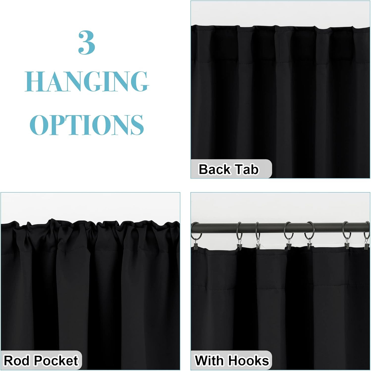 Short Bedroom Blackout Curtains – Small Window Treatment Set Energy Saving Therm