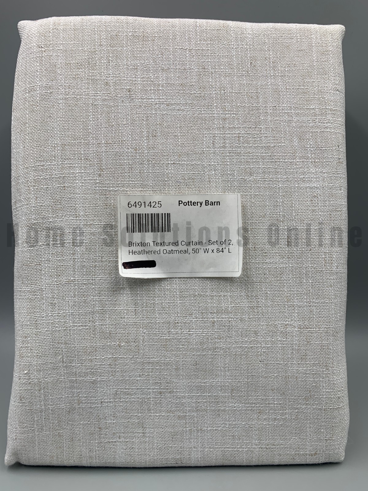 Pottery Barn Brixton Textured Unlined Curtain S/2 Heathered Oatmeal 84″ #B1019