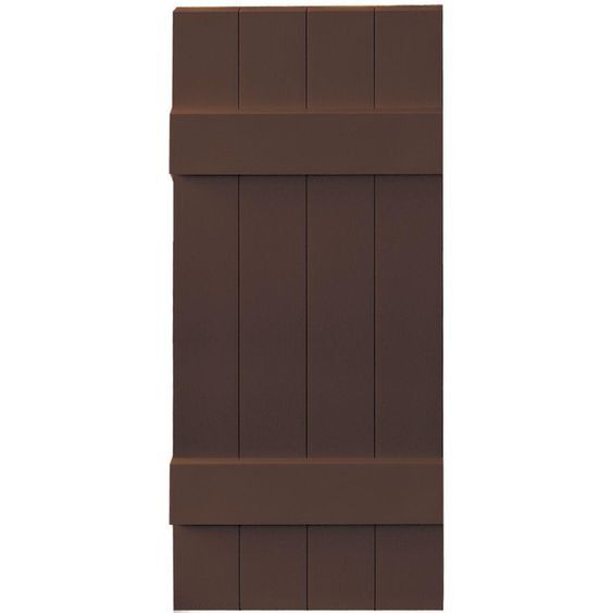 VANTAGE 4 Board & Batten Joined Vinyl- 1 Pair of Shutters- Federal Brown 009
