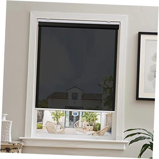 Cordless Roller Shades for Windows Light Filtering Shades 30″W x 72″H Black