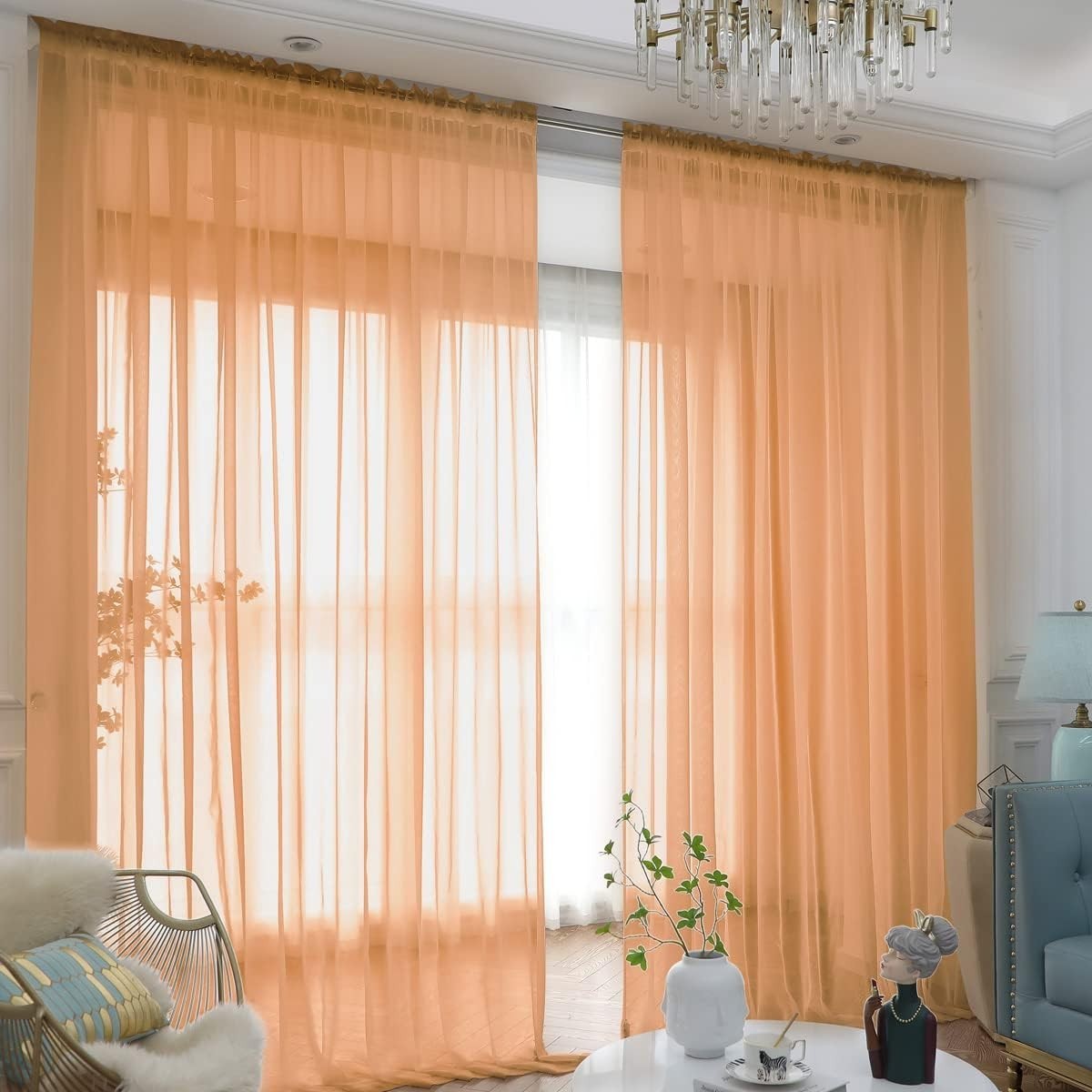 Versatile Brown Sheer Curtains 84″ L, Stylish Rod Pocket Panels For Any Room