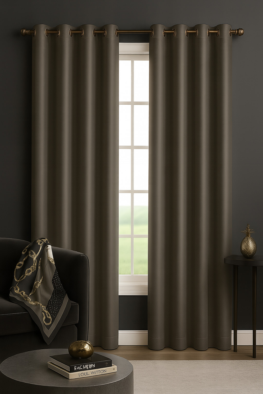Luxury Glow Faux Silk Curtain Panel-1 Panel, 8 Grommets,Elegant & Light Blocking