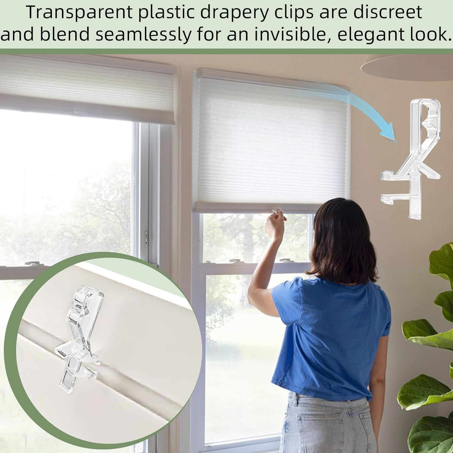 12 PCS Hidden Valance Clips for Window Blinds,1-7/8 inch Clear Plastic Valance C