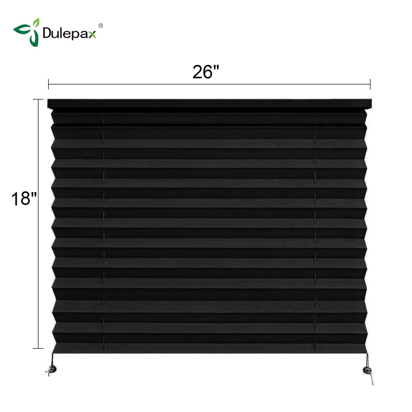 Pleated RV Blinds 26″ W x 18″ L – Black Shades for Campers & Trailers