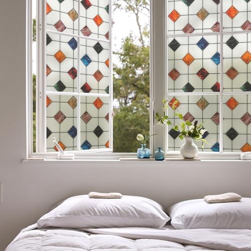 Stained Glass Window Film Geometric Patterns, Fine 17.7in X 78.7in S533