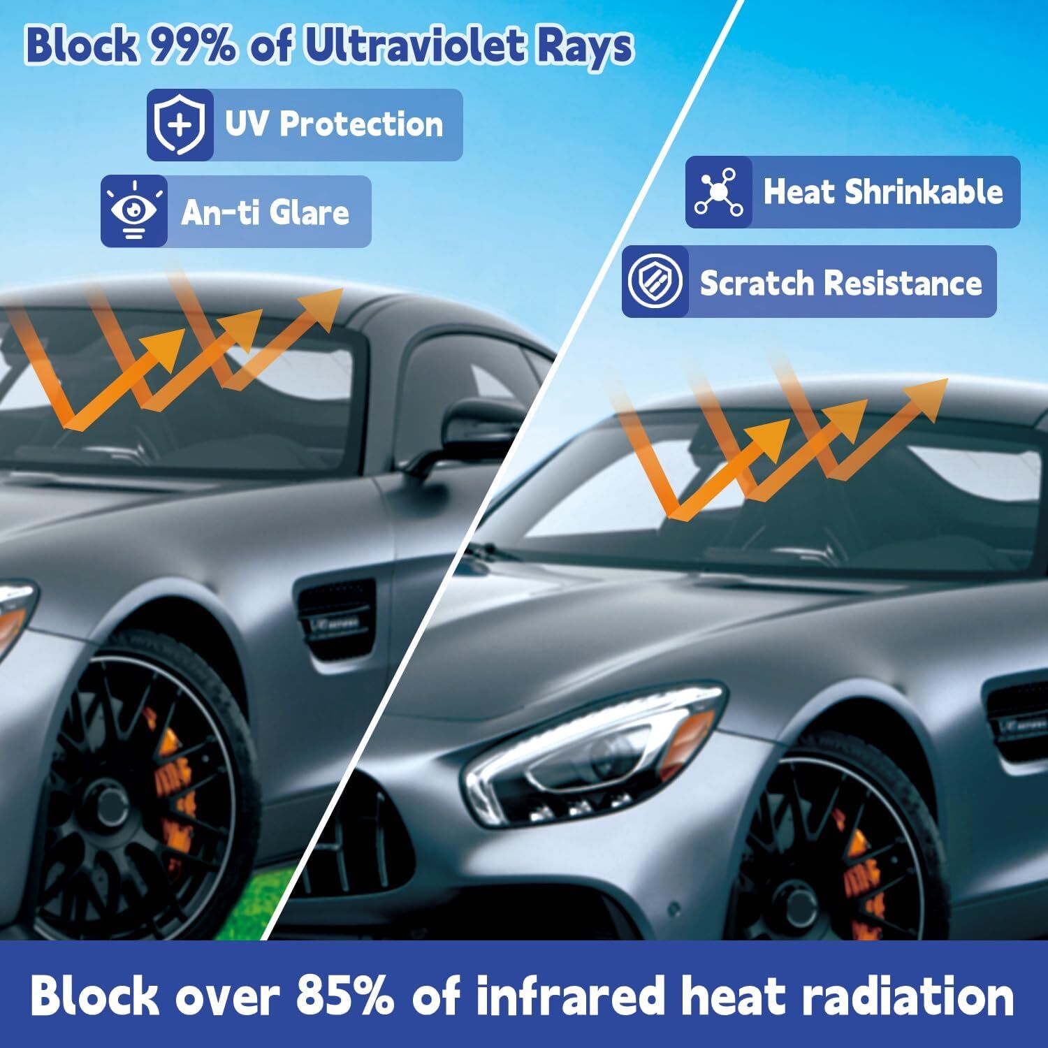 Car 5％ 15% 25% 35% VL Sun Visor Strip Tint Film Front Glass Windshield Anti-UV