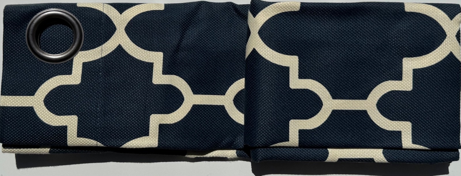 Sonoma Fret 84-in. Indigo Blue Woven Geometric Grommet Top Window Curtain Panel