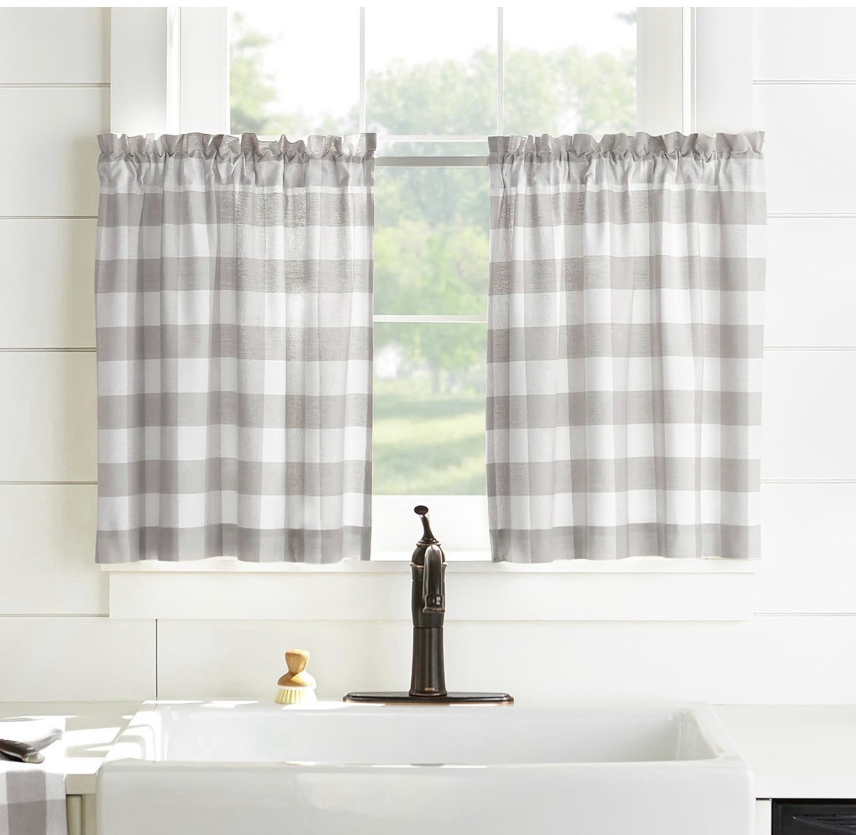 Tier Curtain Set for Bathroom Kitchen Curtains30x 36Set of 2 TiersGray/White