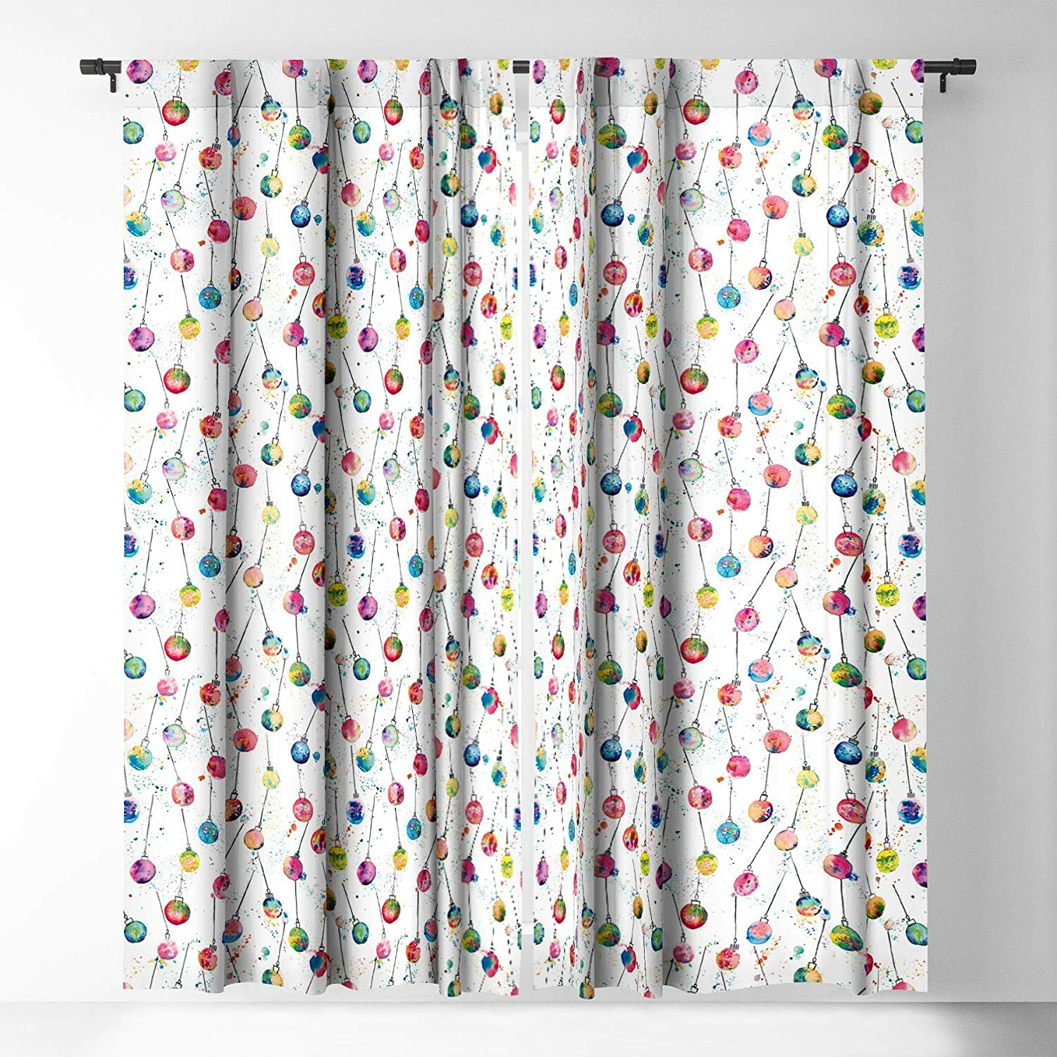 New Deny Desgins Ninola Design Christmas Baubles Watercolor Blackout Curtains