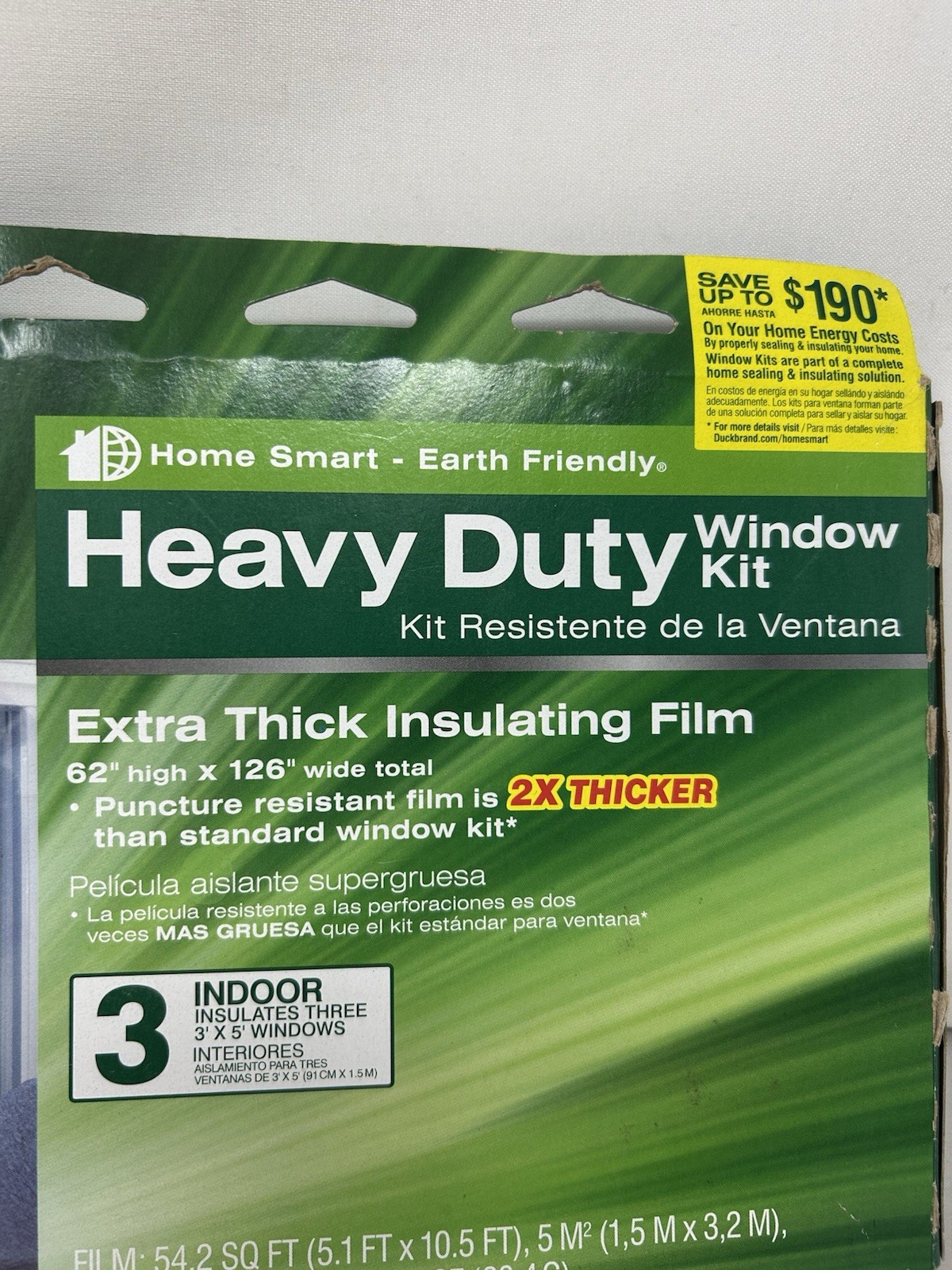 NOS Duck Extra Thick Heavy Duty Insulating Film 3 Window Kit (total 62″ x 126″)