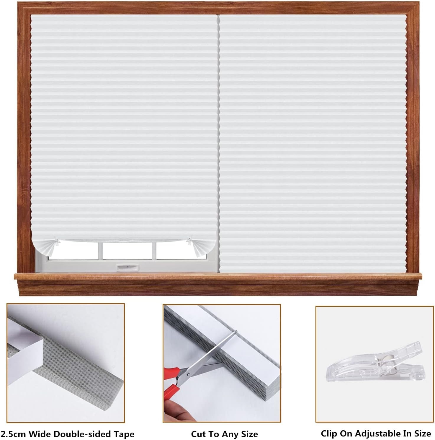 Cordless Pleated Paper Window Blinds – Easy Install, No Drill, Removable Shades