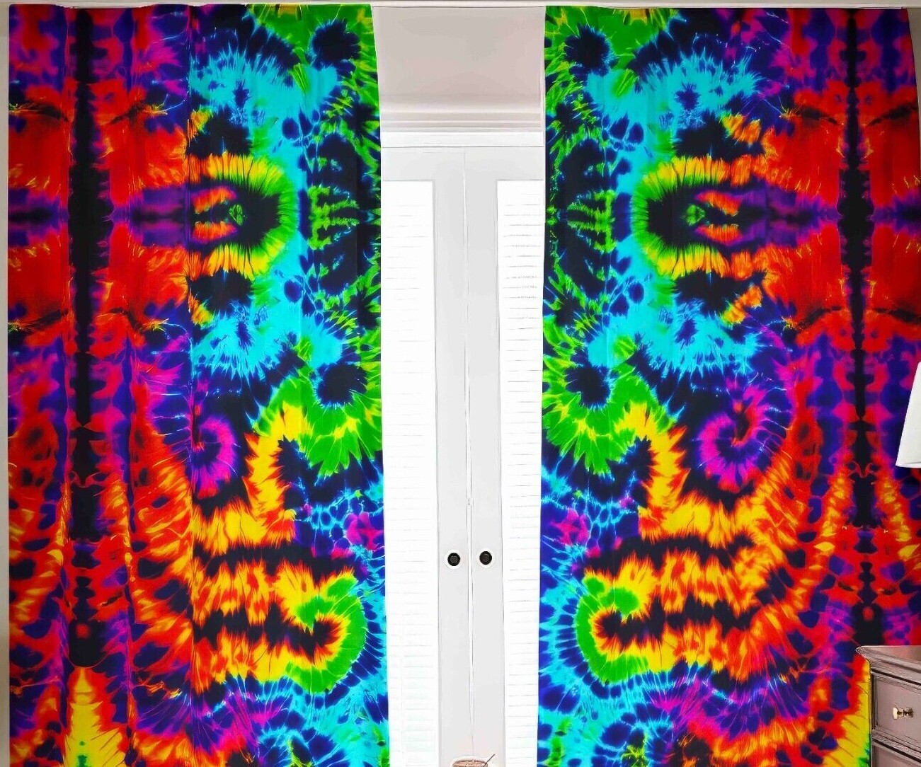 Rainbow Tie Dye Blackout Curtains Drapes Shades 2 Panel Psychedelic Lava Lamp