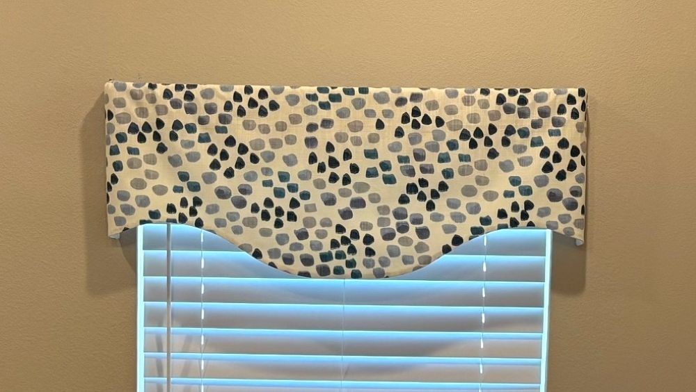 Blue Gray Ivory Custom Window Valance Rod Pocket Window Treatment Lined