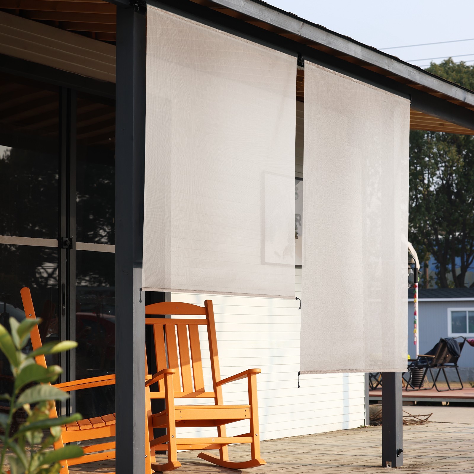 4ft (W) x 8ft (H) Outdoor Roller Shades 5% Openness Cordless Sun Roll up Shade