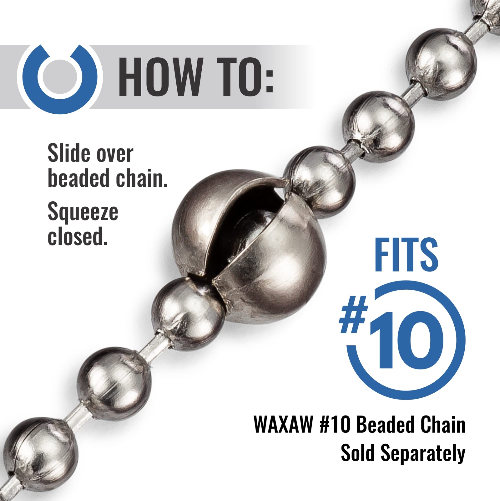 Bead Chain Stop10.0mm 12 Pack Extra Large for #10 Beaded Ball Chain USA