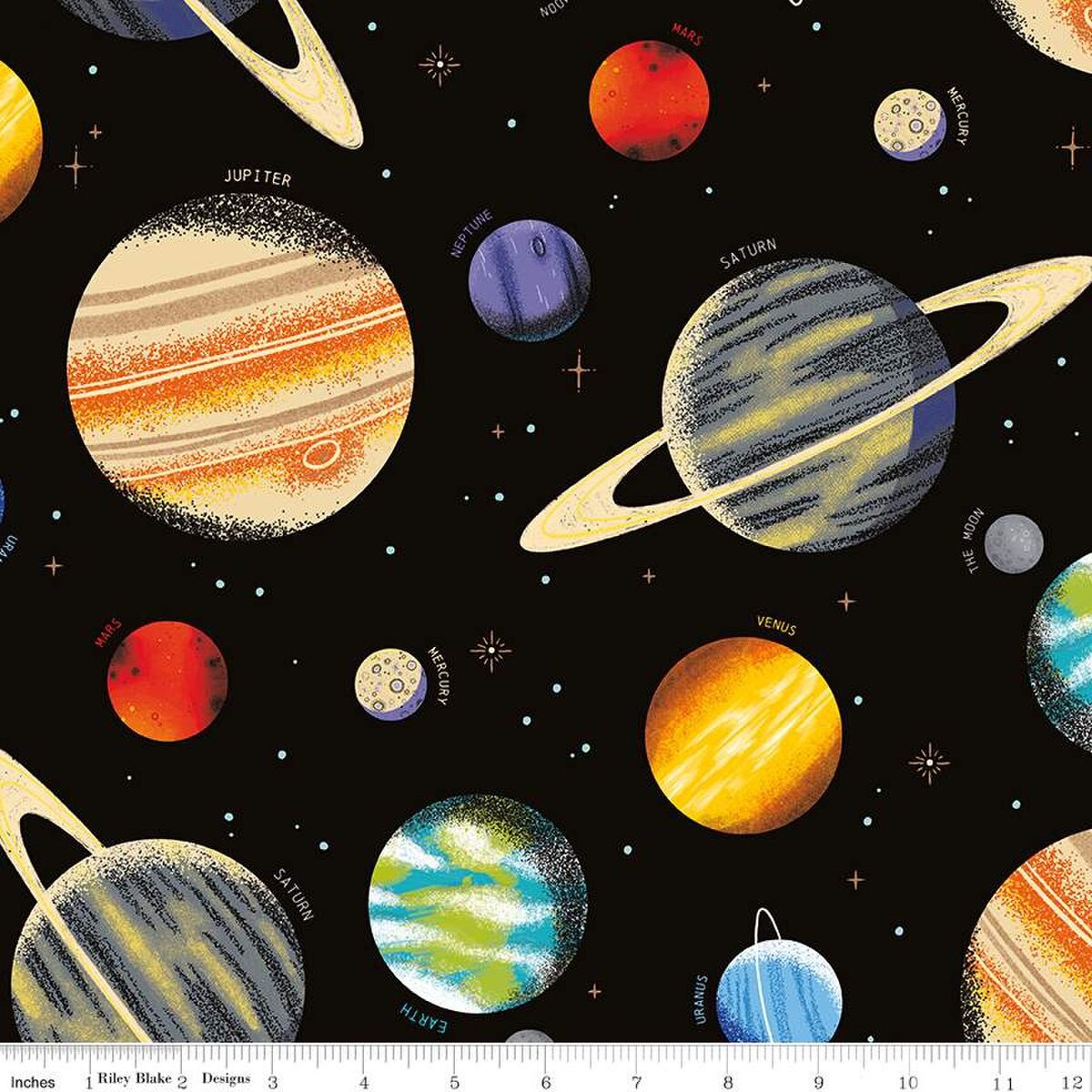 Curtain Valance – Outer Space by NASA Main Black Cotton