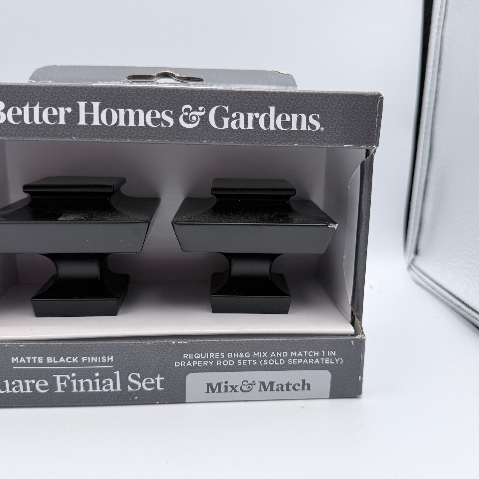 Better Homes & Gardens Square Finial Set 1in Matte Black 2 Packs 4 Total Finials
